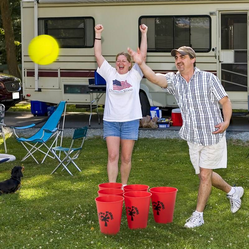 ROPODA Giant Yard Pong, Yard Games with Durable Buckets and Balls, Red