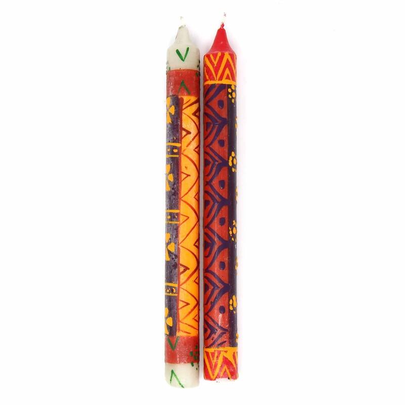 Unscented Hand-Painted Dinner Candles, Set of 2