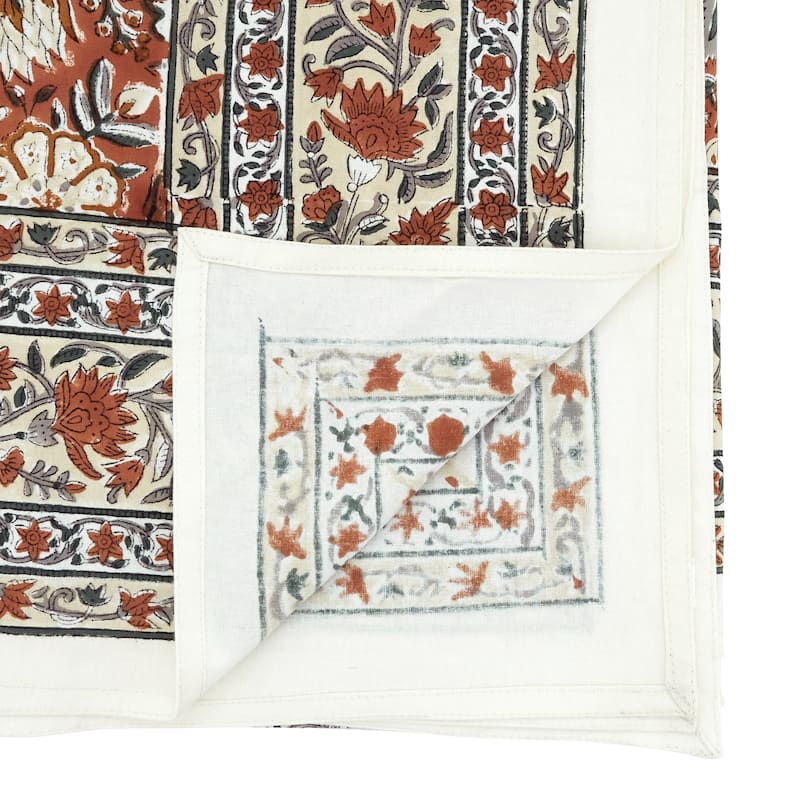 Timeless Printed Floral Tablecloth with Coordinating Border Detail for Refined Everyday Dining and Entertaining - 70"