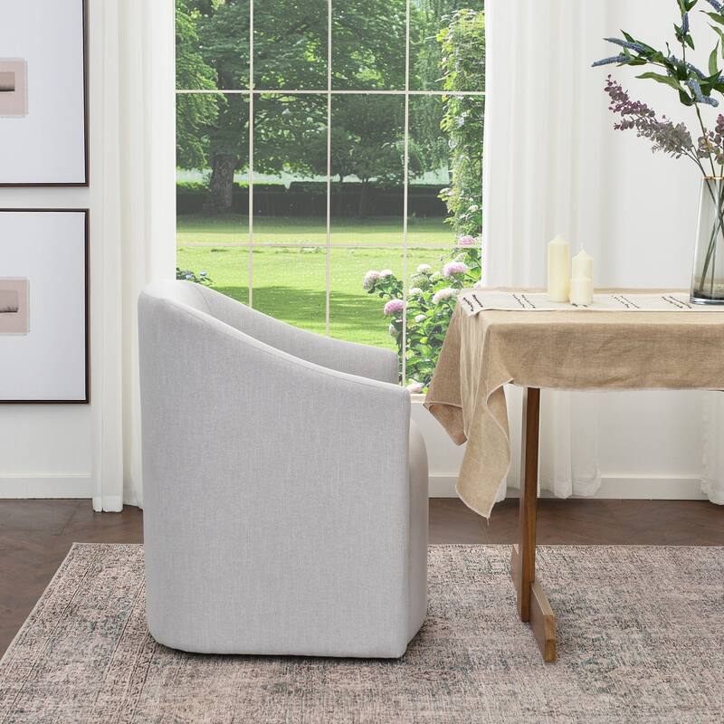 KINWELL 25" Performance Fabric Upholstered Rolling Dining Armchair