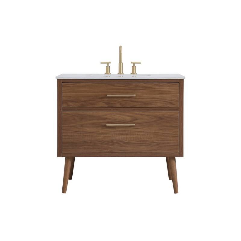 Elegant Lighting VF41036 Boise 36" Free Standing Single Basin Vanity - Walnut Brown - Walnut Finish