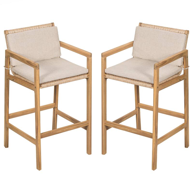 Marcella Wood Outdoor Barstool - Beige
