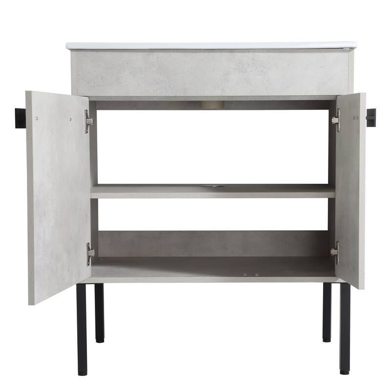 30" FreeStanding Bathroom Vanity with Sink, Floor Stand Bathroom Vanity with Soft Close Door and Adjustable shelf