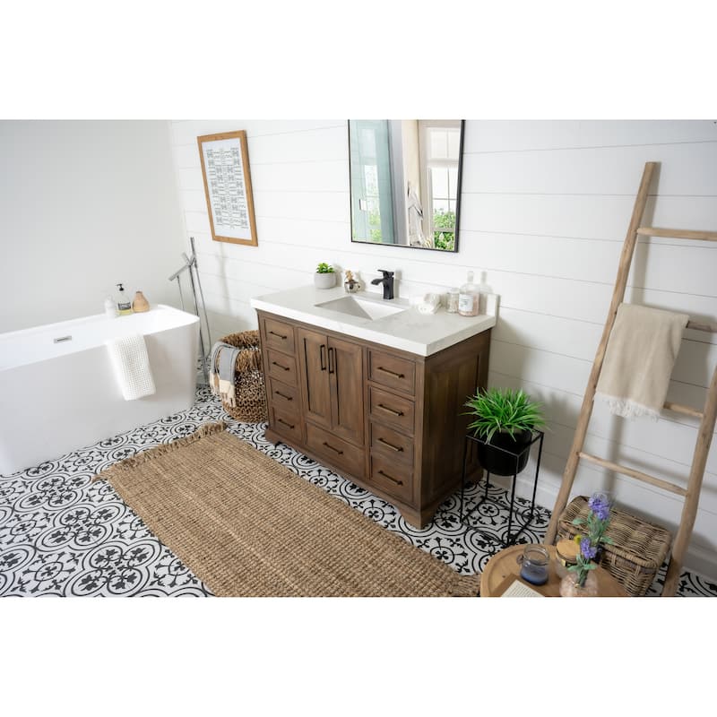Willow Collections 42 in. W x 22 in. D Charlotte Teak Single Sink Bathroom Solid Teak Vanity with Countertop
