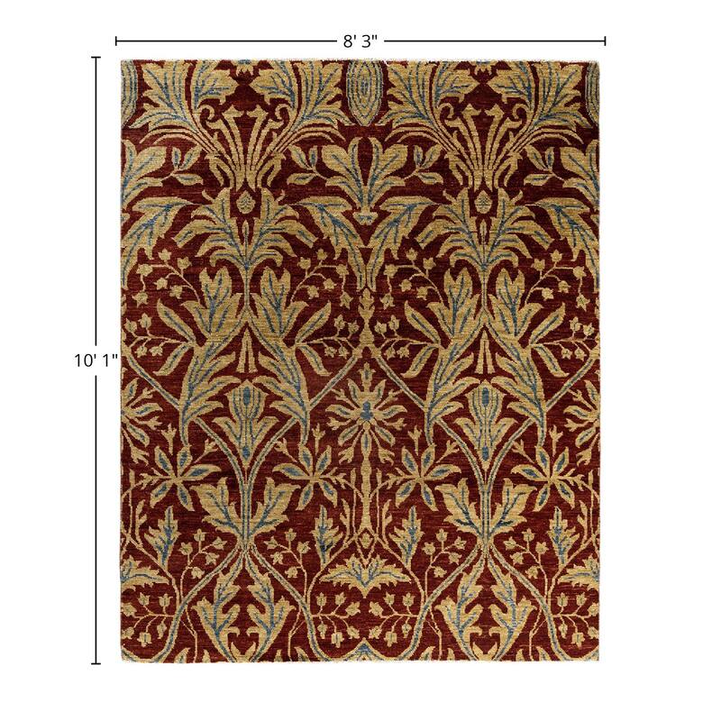 Ganga One-of-a-Kind Handmade Area Rug, Red - 8' 3" x 10' 1"