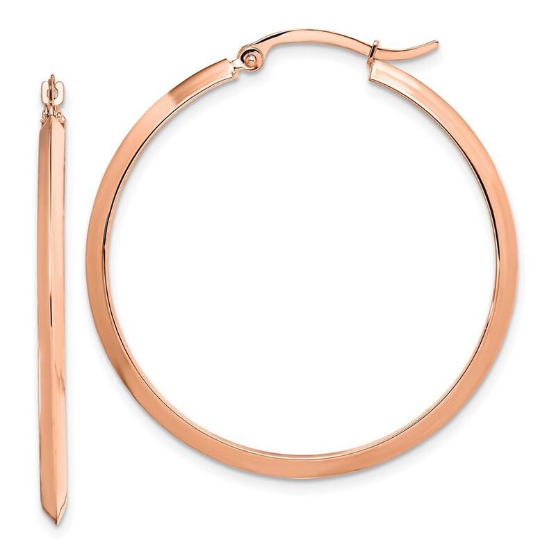Curata 14k Rose Gold Polished Hoop Earrings - 39.25x37.75mm
