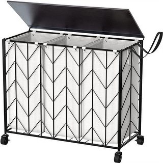 Laundry Basket with Wheels, 142L Laundry Hamper 3 Section