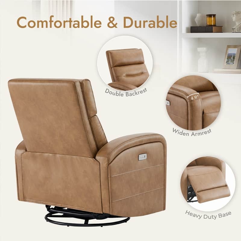 Spruce & Spring Cheryl Power Glider Swivel Rocker Recliner Chair Nursery Recliner