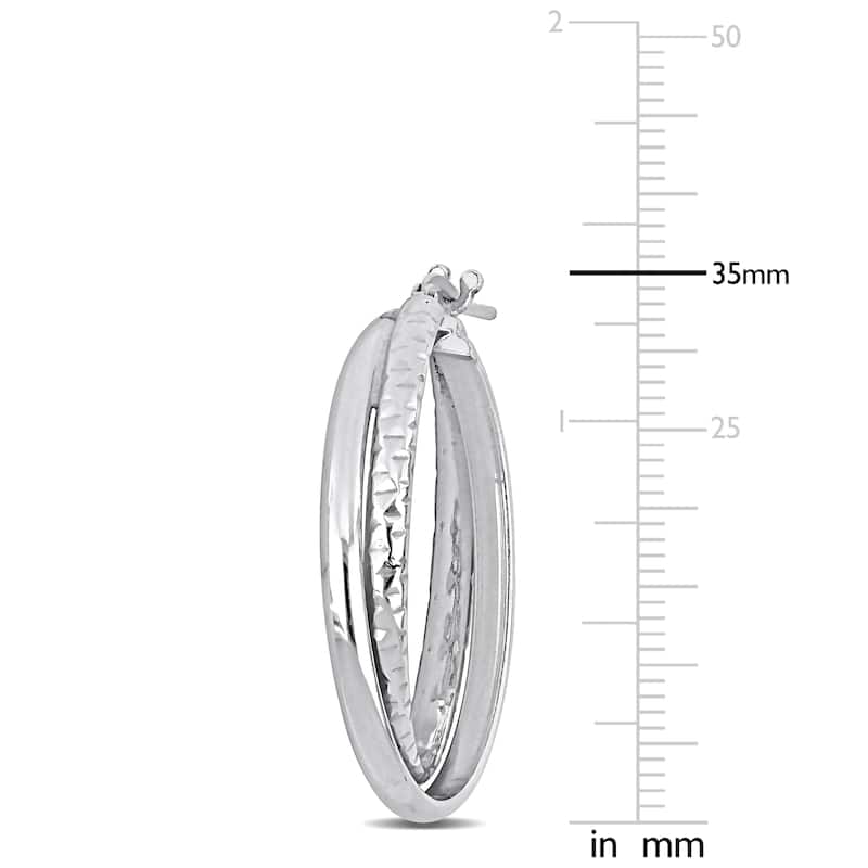 Miadora Sterling Silver Hoop Earrings