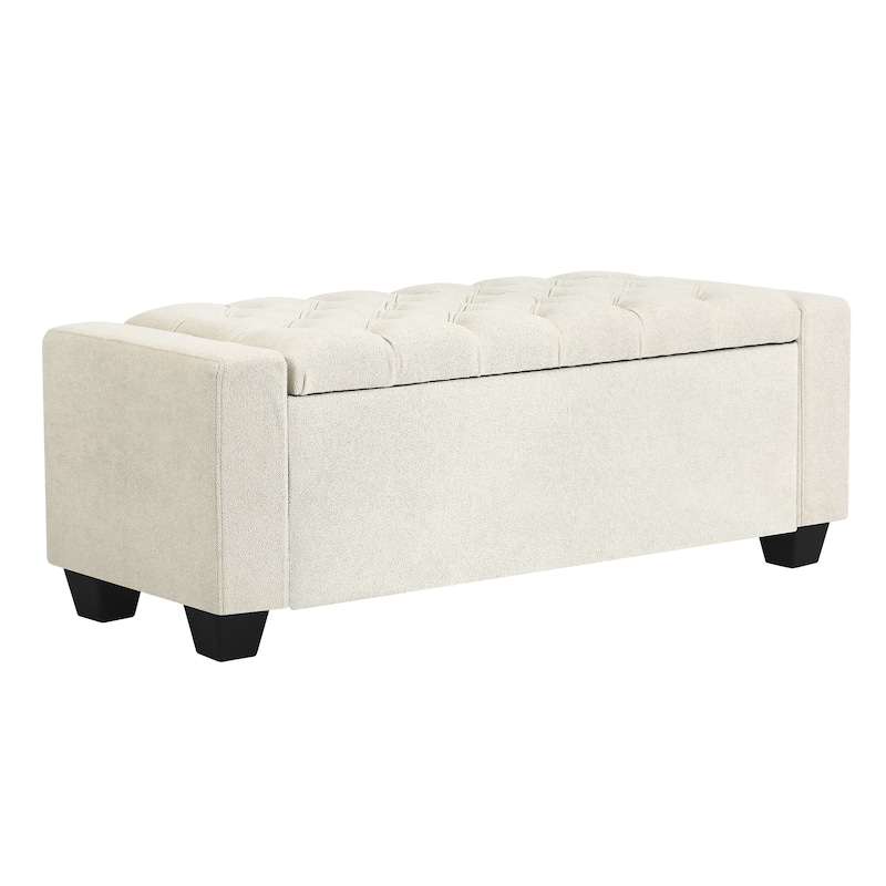 Adeco Rectangle Storage Ottoman Bench for Living Room, Bedroom