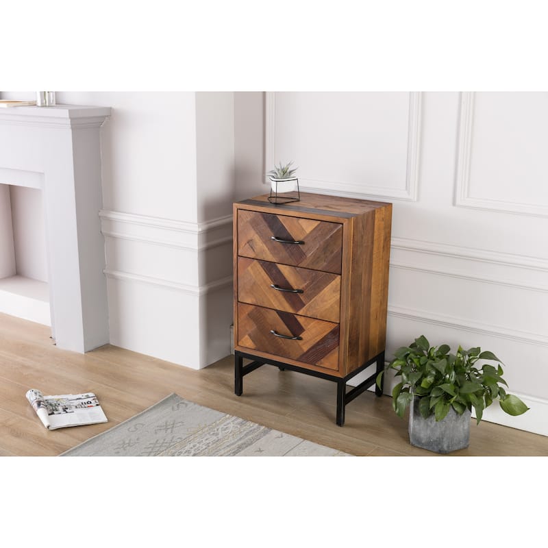 Benton Oak Wood 3 Drawer Nightstand