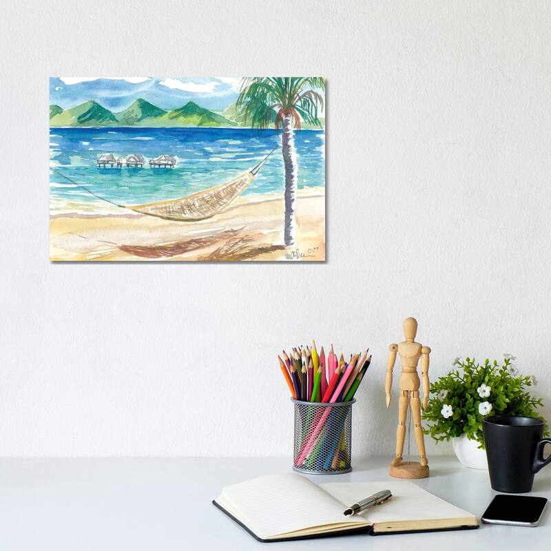 iCanvas "Chilling In The South Sea With Hammock Beach And Polynesian Dreams" by Markus & Martina Bleichner Canvas Print - 8x12x0.75