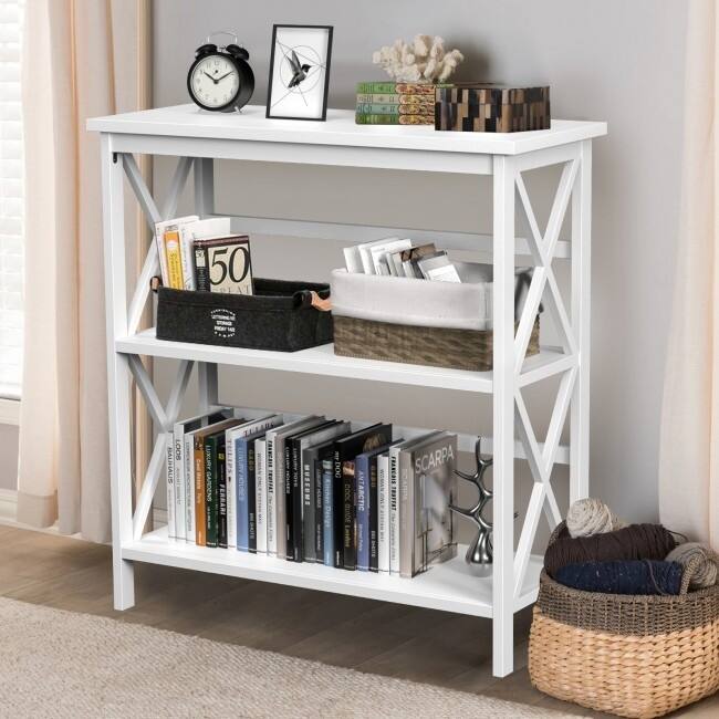 3-Tier Wooden Open Shelf Bookcase - 31" x 12.5" x34" (L x W x H)