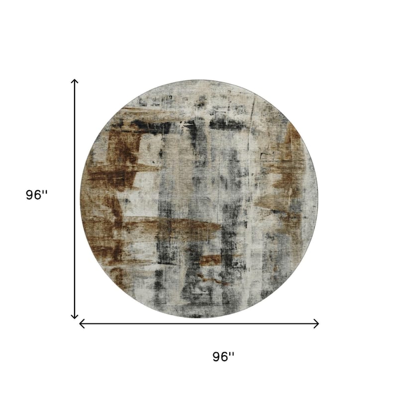 HomeRoots Abstract Transitional Round Area Rug - 8' Round