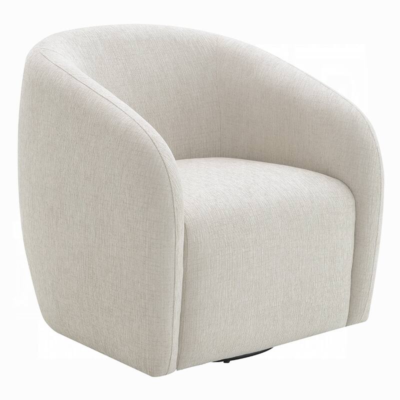 Tiena Swivel Accent Chair, Modern Style Rounded Back, Warm Beige Linen