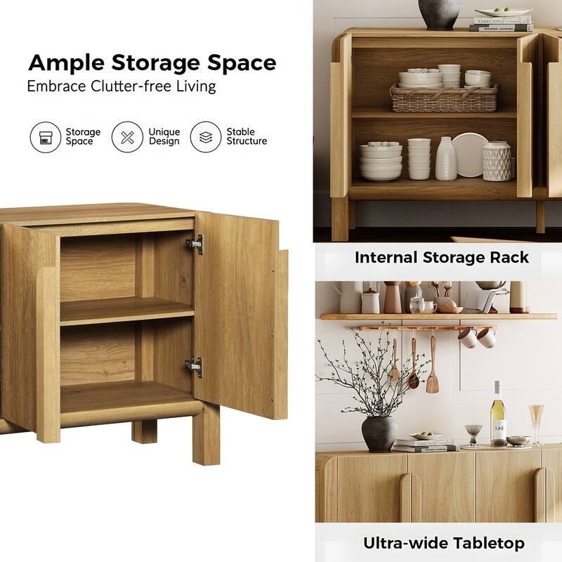 WAMPAT 63" Modern TV Stand With Storage, Entertainment Center With Adjustable Shelves,Wooden TV Console With 4 Doors