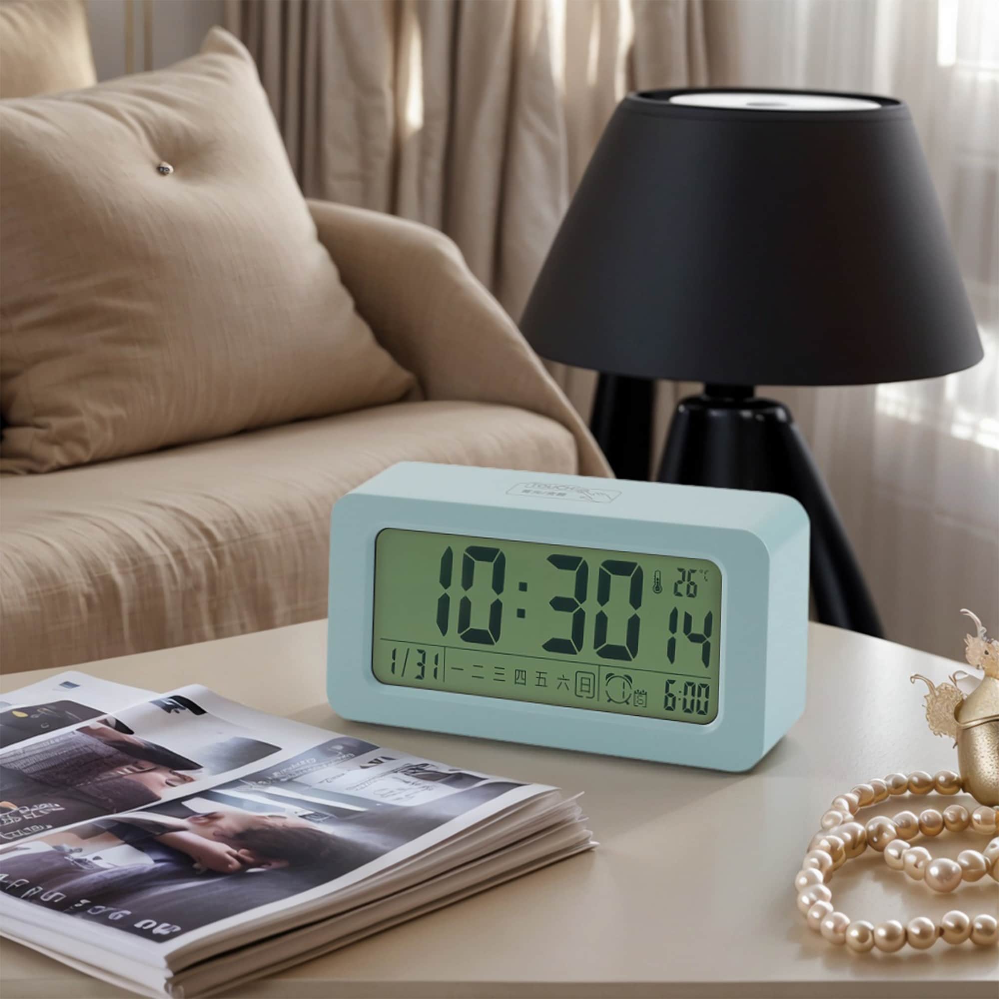 Digital Alarm Clock, Large LED Display, Three Alarms, Battery Powered, Night Light for Bedroom - 5.4"L x 1.4"W x 3.0"H