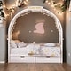 preview thumbnail 22 of 58, Pinewood Ground-Level Twin Size Canopy Bed with Arched Canopy,Tent,Light Strip and Two Drawers