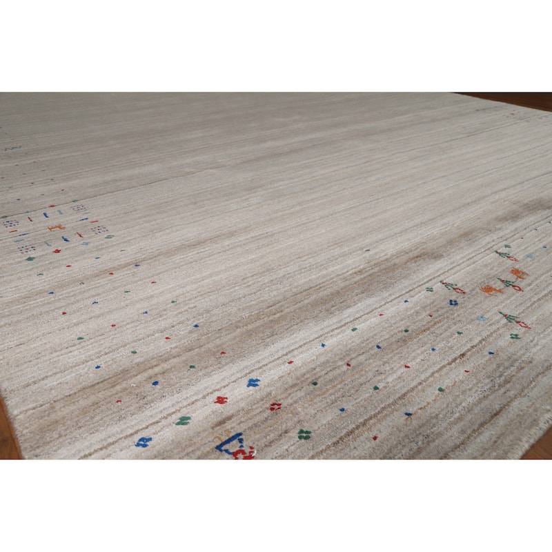 Striped Wool Gabbeh Indian Area Rug 9x12 - 9' x 12'
