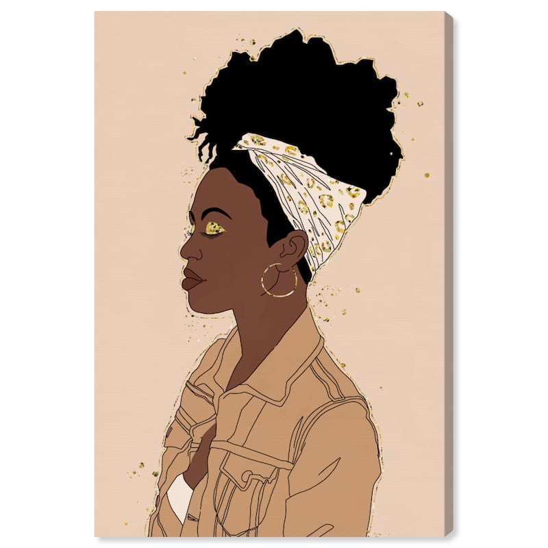 Wynwood Studio Canvas Fashion and Glam Her Tan Jacket Brown and Metallic Gold Glam Wall Art Canvas Print