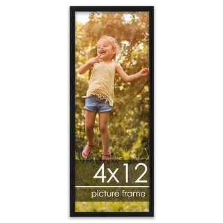 4x12 Traditional Black Complete Wood Picture Frame with UV Acrylic ...