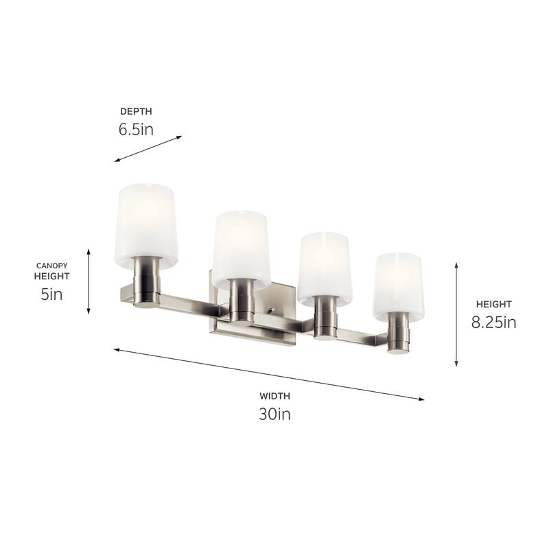 Adani 30 in. 4-Light Bathroom Vanity Light with Opal Glass