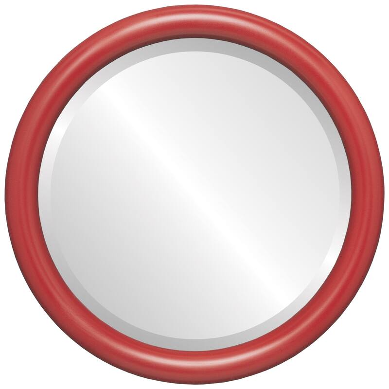 Pasadena Framed Round Mirror in Holiday Red