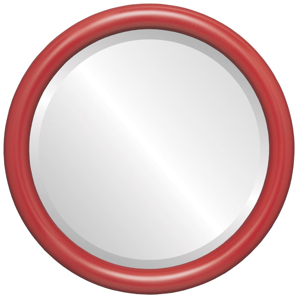 Pasadena Framed Round Mirror in Holiday Red