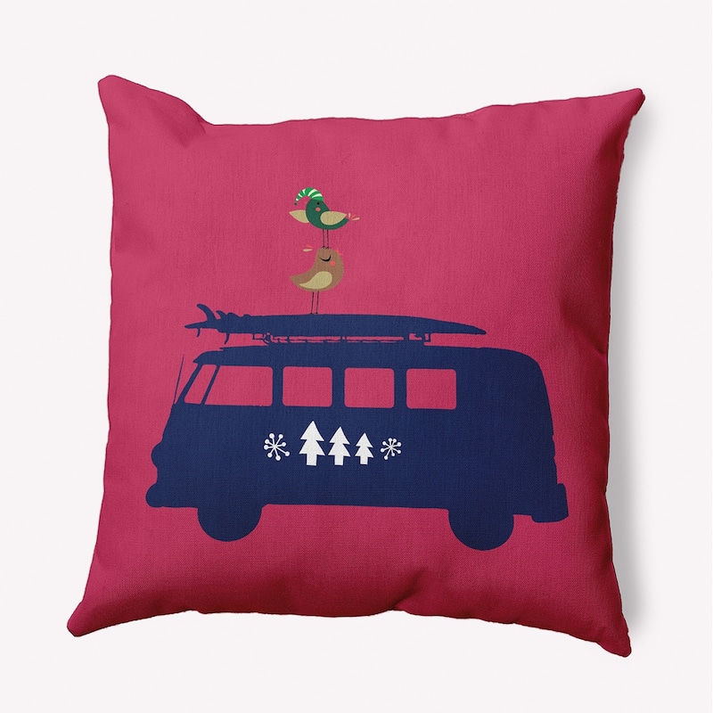 Christmas Surf Bird Beachy Christmas Accent Pillow - 26" x 26" - Holiday Pink
