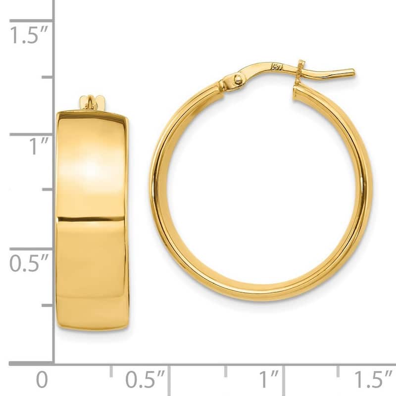 Curata 14k Yellow Gold 25x8mm High Polished Hoop Earrings