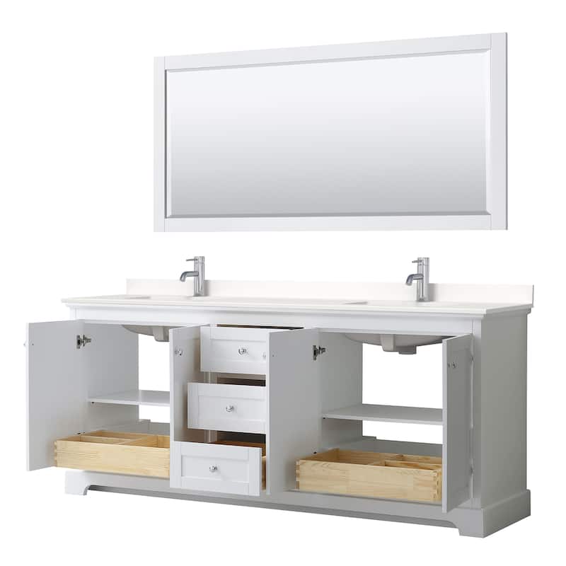 Avery 80-inch Double Vanity, Quartz Top, 70-inch Mirror