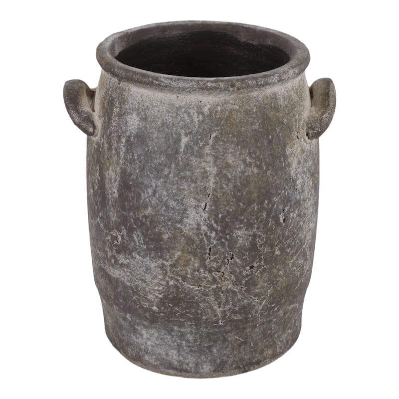 Ceramic Table Vase Rustic Handles Textured Artisan Decorative Accent