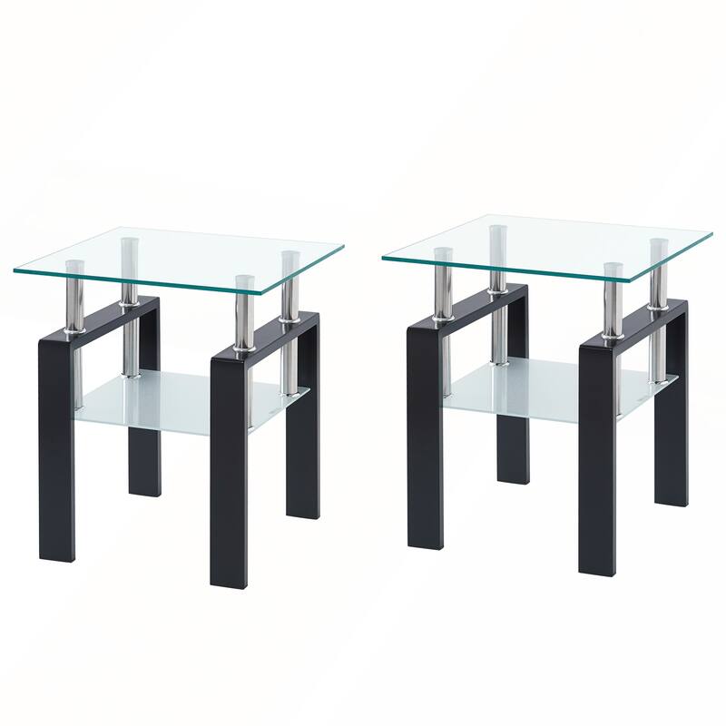 2-Piece Clear Tempered Glass Small Table
