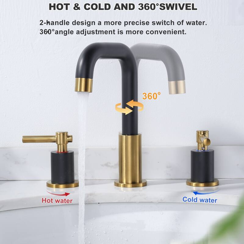 WOWOW 8 in. Widespread Double Handle Bathroom Faucet