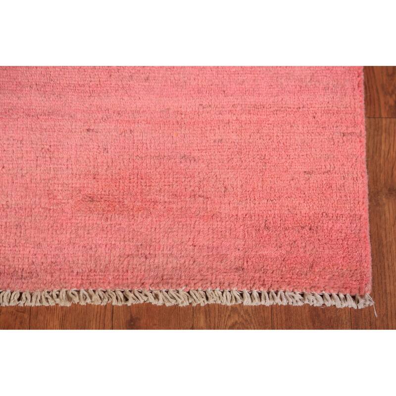 Pink Modern Gabbeh Area Rug Handmade Bedroom Wool Carpet - 6'7" x 9'8"