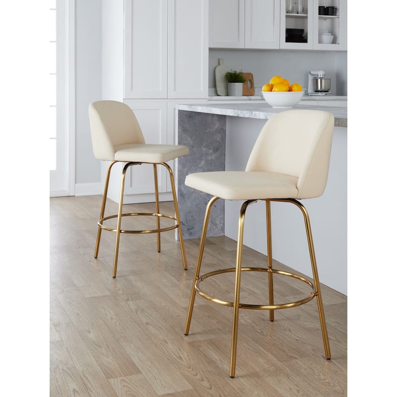 Silver Orchid Vallberga 26" Counter Stool with Gold Metal Base (Set of 2)