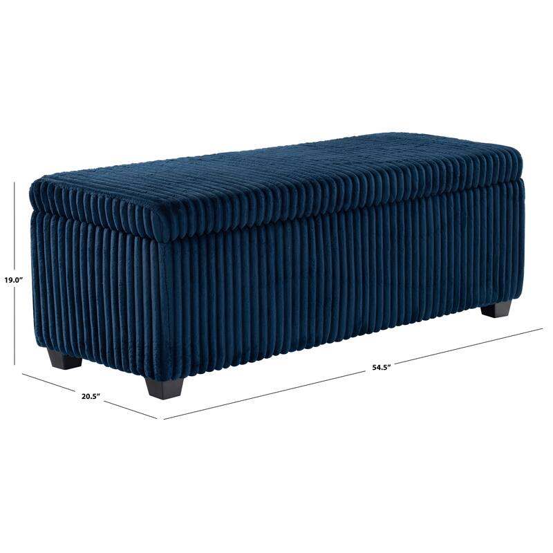SAFAVIEH Couture Lynzie Plush Corduroy Storage Bench - 55"W x 21"D x 19"H