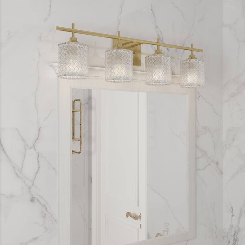 Acroma 4-light Modern Glam Bathroom Vanity Lights with Art Glass - 29 inches