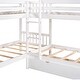 preview thumbnail 23 of 24, Twin Over Twin Size L-Shaped Bunk Bed with 2 Upper Bed and 2 Bottom Beds, Wooden Bunk Bed with Drawers, Ladder and Guardrails