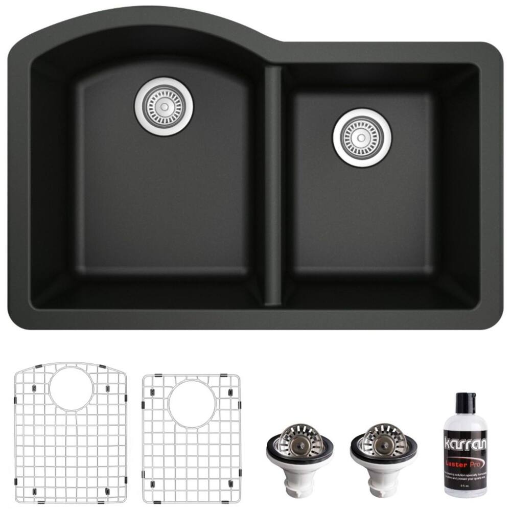 Karran USA QU-610-PK1 Quartz QU 32" Undermount Double Basin Quartz