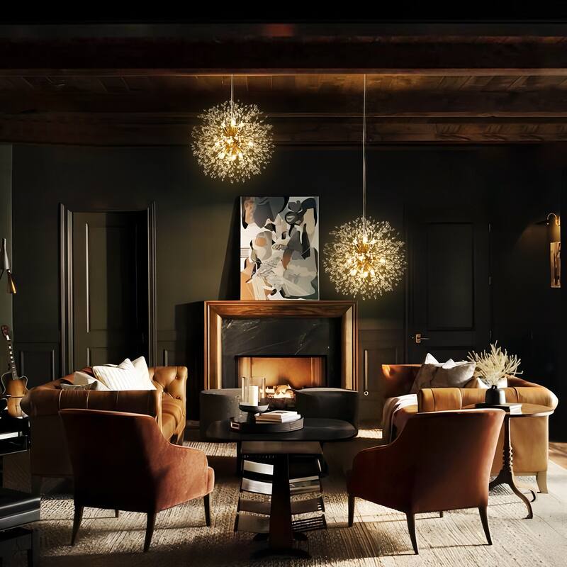 8/9/16-Light Modern Glam Linear Sputnik Globe Pendant Island Light Firework Starburst Crystal Chandelier with Crystal Beads