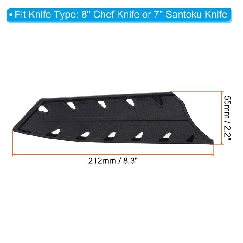 Plastic Knife Sheath Cover for 8" Chef Knife or 7" Santoku Knife - Black - 4 Pcs