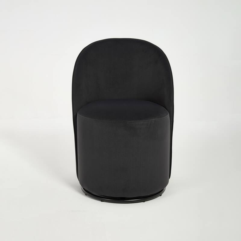 Upholstered Kitchen & Dining Room Barrel Chair, 360 Degree Swivel Comfy Armless Accent Makeup Vanity Side Chair