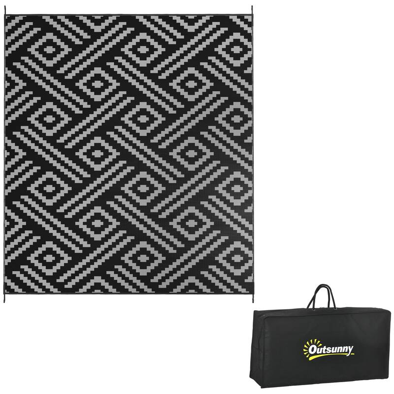 Outsunny Reversible Outdoor Rug, 8' x 10' Waterproof Plastic Straw Floor Mat, Portable RV Camping Carpet - 8' x 10'