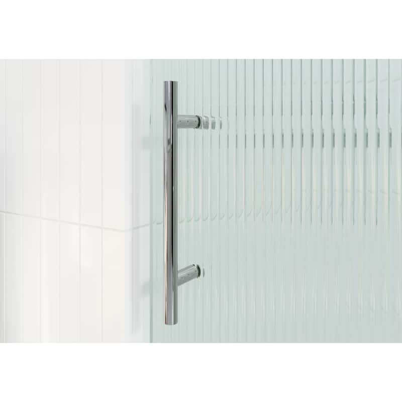Galaxy 60 in. x 60 in. Fully Frameless Fluted Glass Sliding Bathtub Doors - Righthand