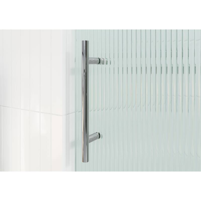 Galaxy 60 in. x 60 in. Fully Frameless Fluted Glass Sliding Bathtub Doors - Lefthand