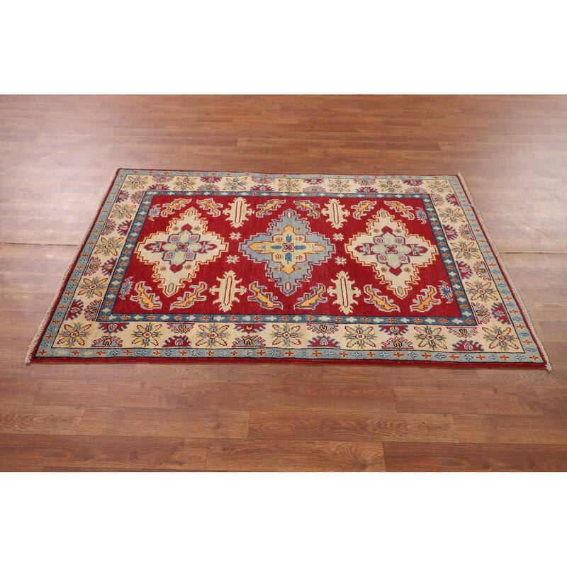 Traditional Red Kazak Accent Rug Hand-Knotted Wool Carpet - 3'5" x 5'1"