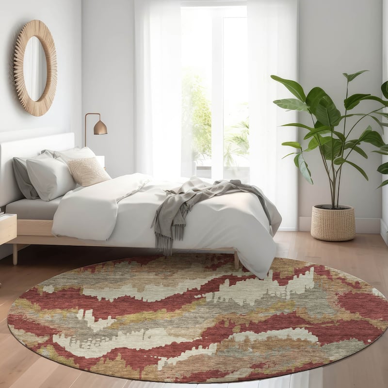 Premium Washable Super Soft Modern Ziggy Mayfield Rug - Paprika - 8' x 8'