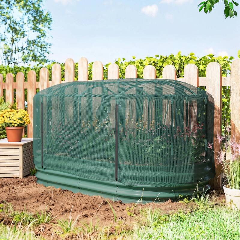 Outsunny 6 x 3 x 3 ft Galvanized Raised Garden Bed Kit, Oval Metal Outdoor Planter Garden Boxes