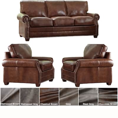 Made in USA Revo Top Grain Leather Sofa Bed and Two Chairs Set